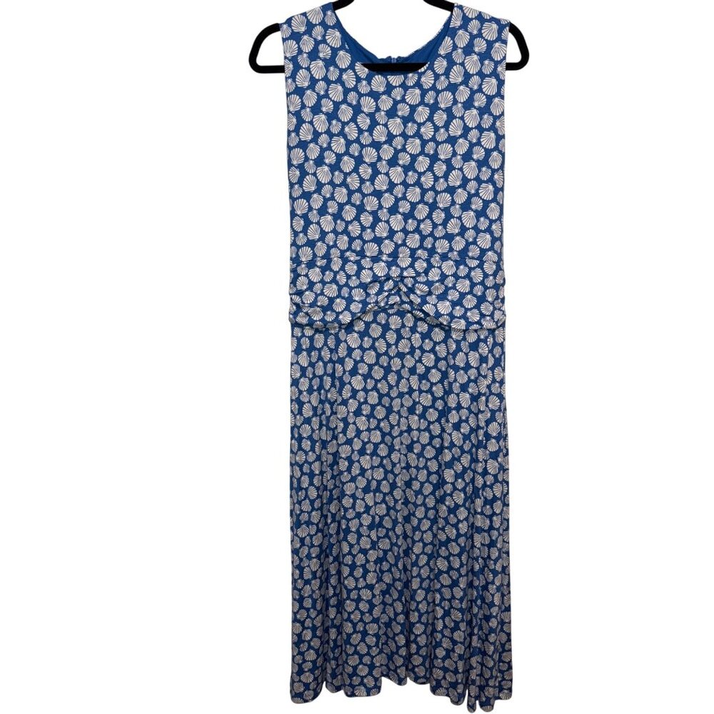 Chic Blue and White Patterned Midi Dress